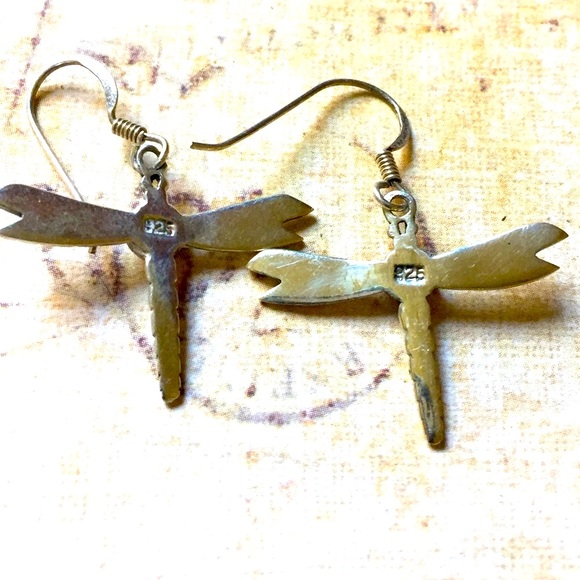 Sterling silver amethyst dragonfly earrings - Picture 2 of 3